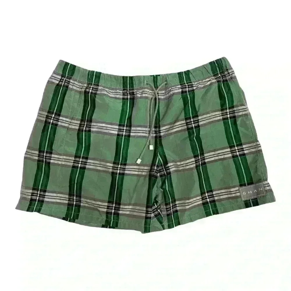 SHAN  nylon plaid swim shorts